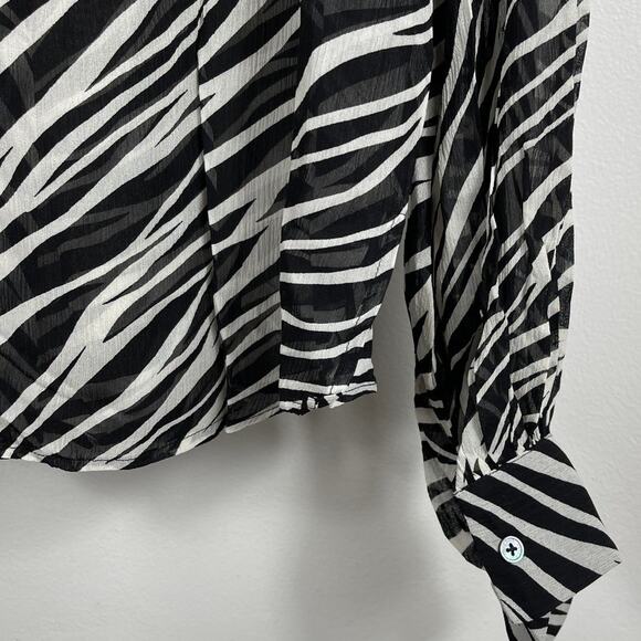 New ANINE BING 100% Silk Arrow Shirt in Cream Zebra Women's Size L - Picture 6 of 14